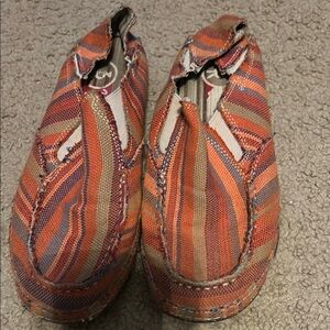 Tony Lama Orange and Red Moccasins Vibrant Slip-On Shoes